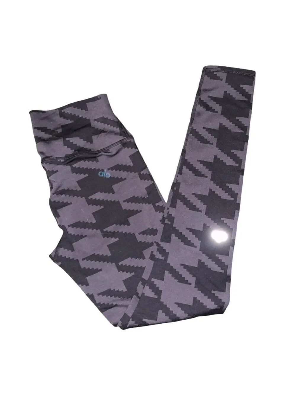 Alo Yoga Green Houndstooth Airbrush Legging Size S Full Length 27x29 Workout